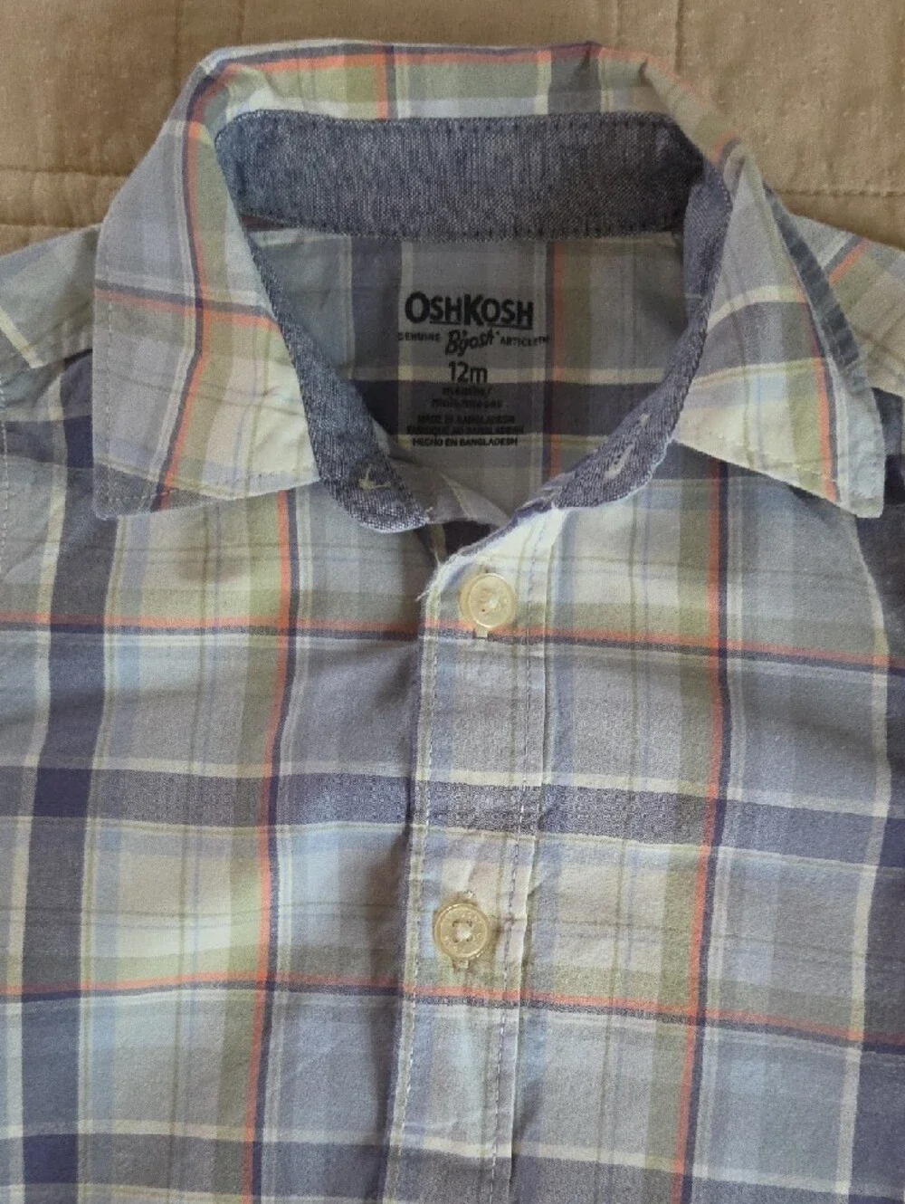 OshKosh B'gosh Pastel Plaid Button-Down Shirt in Blue, Yellow, Cream